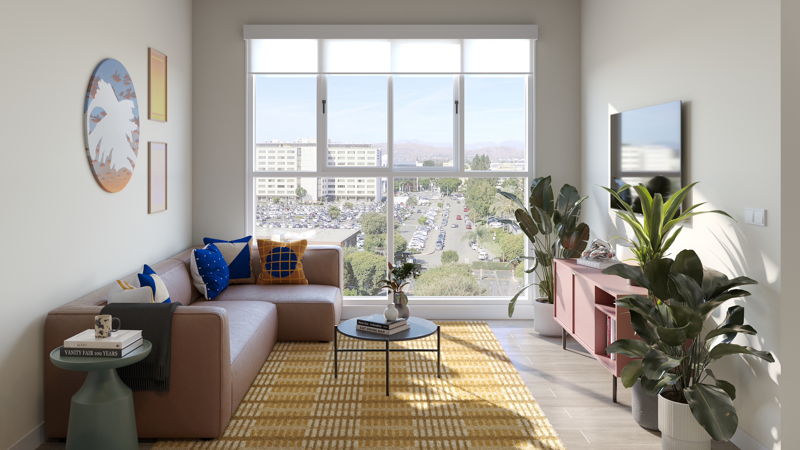 A living space with a TV